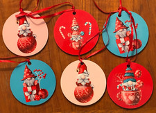 Gnomes Gnomes Gnomes Six Gnome-themed Christmas Tree Ornaments. Free Shipping