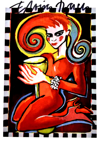 ELVIRA BACH "Ein Glas mit Rotwein" HAND-SIGNIERT, Multiple mit Rahmen, GESCHENK - Bild 2 von 5
