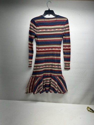 LRL Ralph Lauren Southwest Striped Print Drop Waist Thermal Henley Dress Size S - Picture 2 of 8