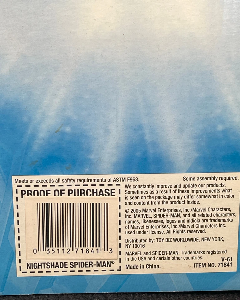 Figura de acción ToyBiz 12" The Amazing Spider-Man Nightshade Spider-Man 2005 rara Foto 4 de 4