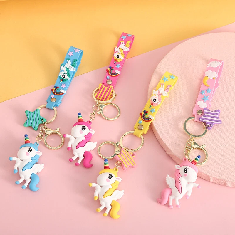 2023 NEW S Unicorn Pink Red Blue White Keyring KeyChain Super Cute