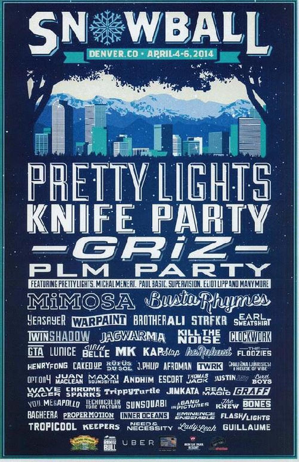 Snowball 2014 Denver Festival Poster (Pretty Lights / Knife