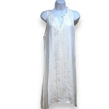 INDIGO ROSE Size L Crisp White Lace Detail Boho Sleeveless Summer Dress