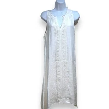 INDIGO ROSE Size L Crisp White Lace Detail Boho Sleeveless Summer Dress