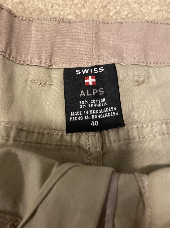 Mens Swiss Alps Shorts Life Without Limits Beige Khaki NWT Size 40 $50 - Image 4 of 4