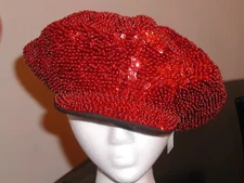 RED SEQUIN BRANDO / NEWSBOY / RED HAT SOCIETY LADY / CABBIE CAP CHRISTMAS NEW !