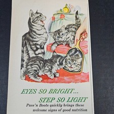 1953 Puss n Boots Canned Cat Food Vintage Print Ad Coast Fisheries Quaker Oats