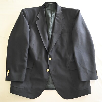 Vtg David Taylor 44R Navy Blue Hopsack Gold Button Mens Blazer Sport Coat Jacket