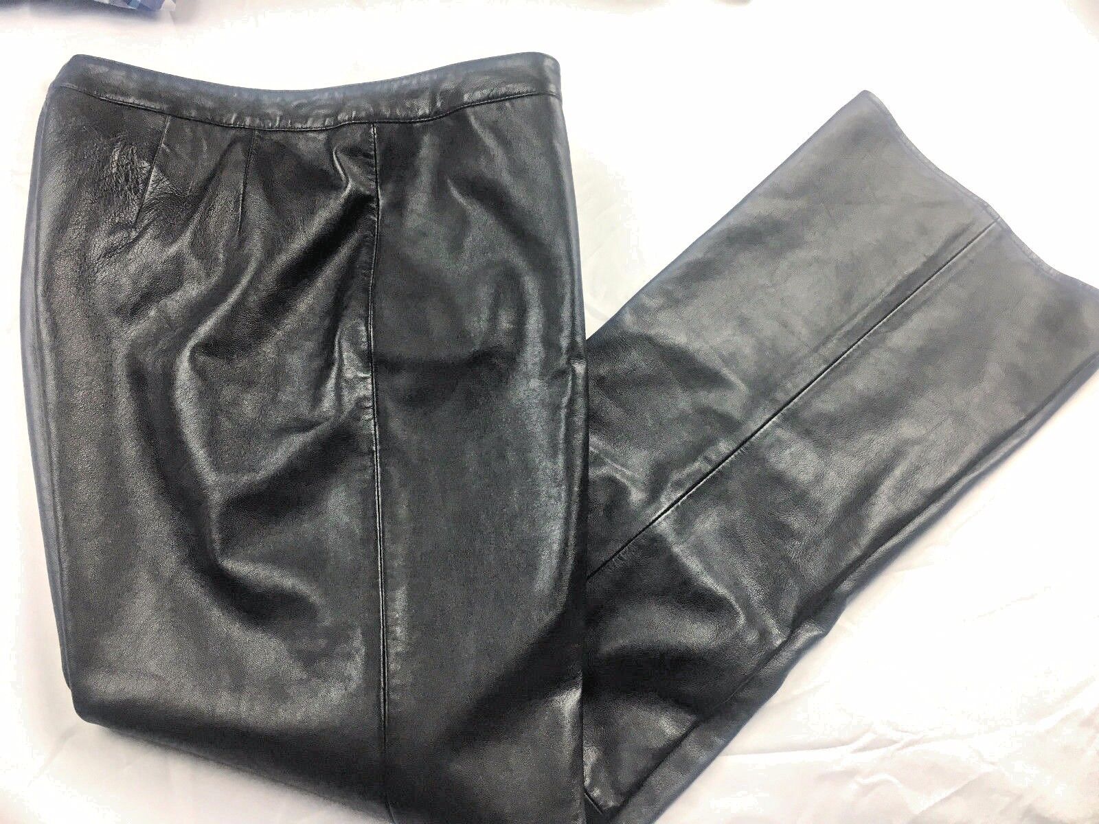 Woman's 100% Leather Long Pants Size 12 Black VS2… - image 1