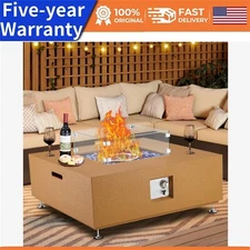 36" Fashion-Forward Propane Fire Pit Table with Wind Guard 50000BTU Glass Beads
