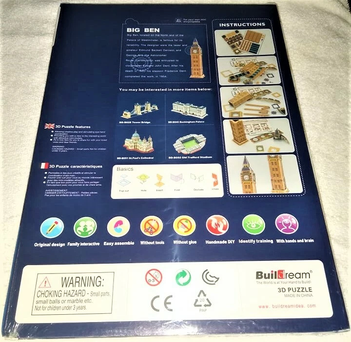 Big Ben - 30 Piece 3D Puzzle - Build Dream - Brand New / Sealed - Image 2 of 2