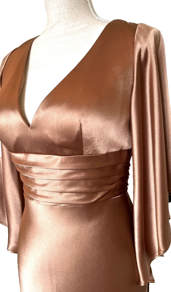 Элегантный выпуск Нью-Йорк бронза VNeck погружения завышенной талией платье женщин 8 новый с Ярлыками - Изображение 4 из 4