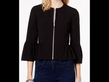 Michael Michael Kors Peplum Moto Jacket just in time for season Color Black SZ10