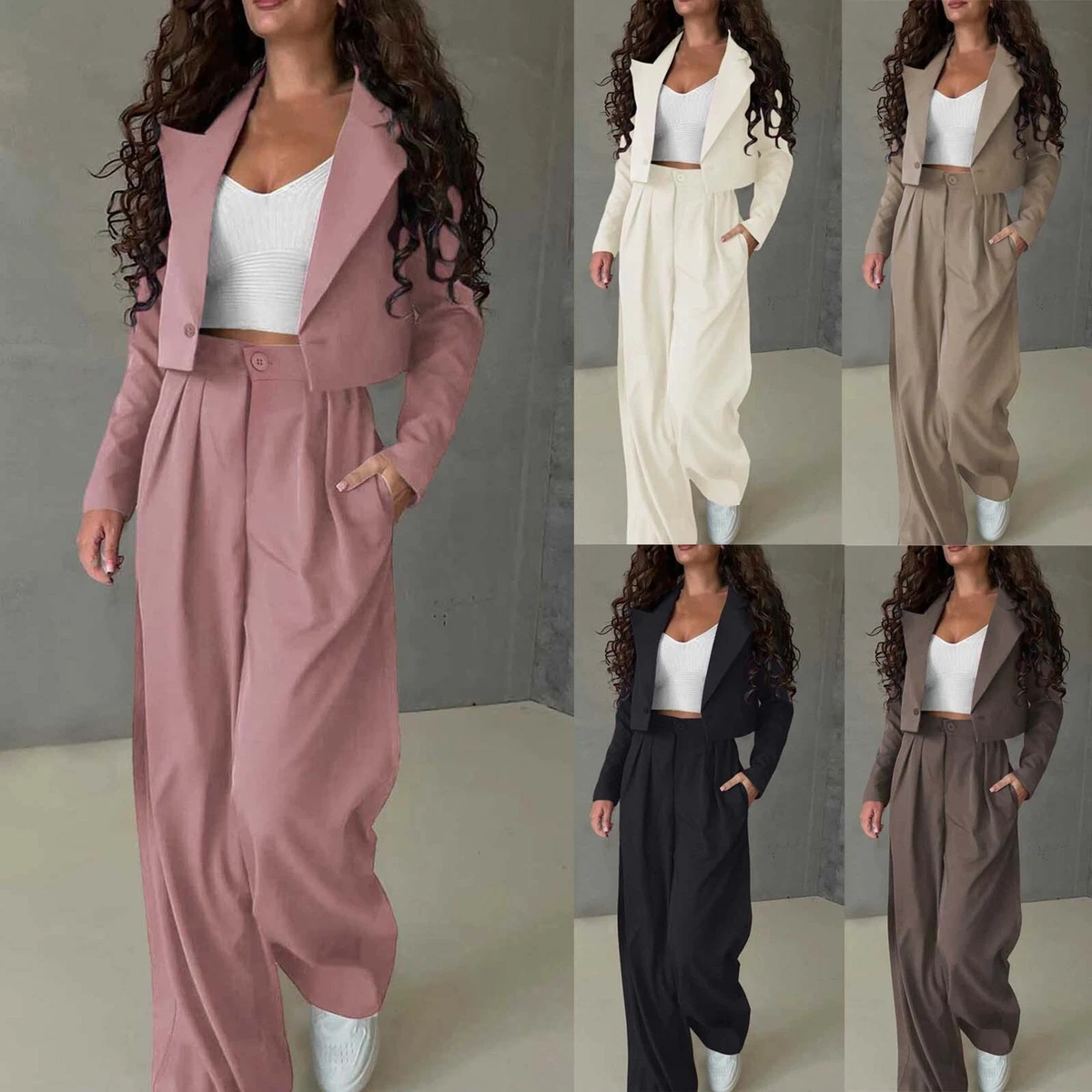 Dressy Wedding Pant Suits Women Fashion Solid Button Champagne Pants Suits  Women