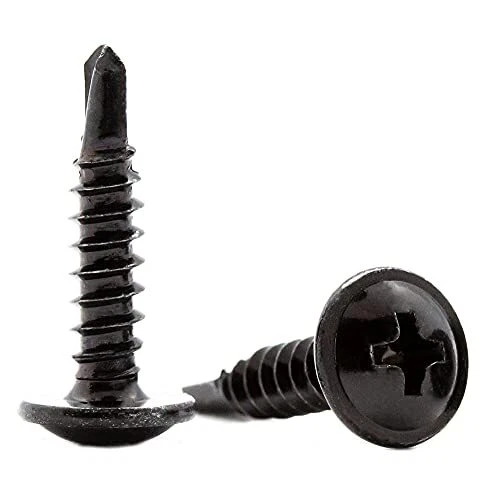 SCREWS CITY Black Self Drilling Wafer Head Screws Steel Self Tapping Screws for Metal Sheets