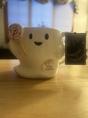 Hand Painted Marshmallow Ghostly (Halloween Themed) Cute Coffee Mug      