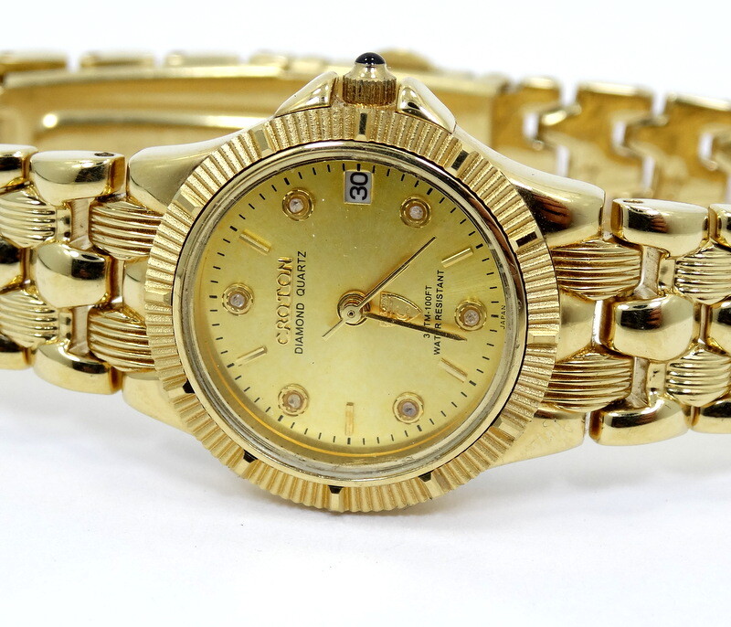 Montre Femme Croton Avec Diamants - Boîtier Acier, étanche, Mouvement Quartz