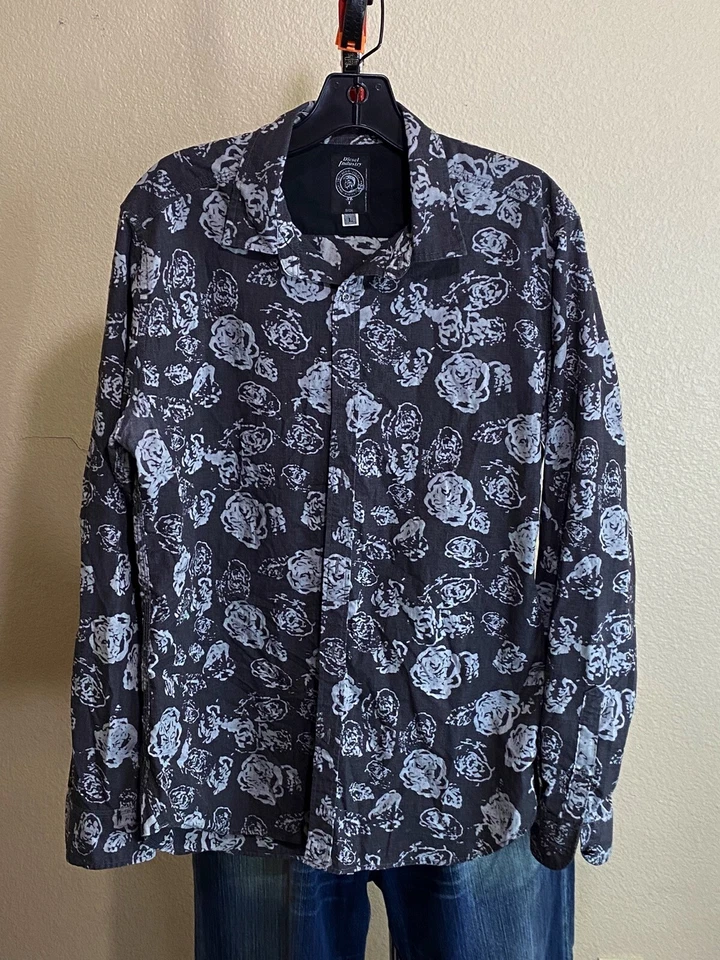 CAMISA MANGA LARGA Diesel Gris Floral Grande L Slim 16x34/35  Foto 2 de 4