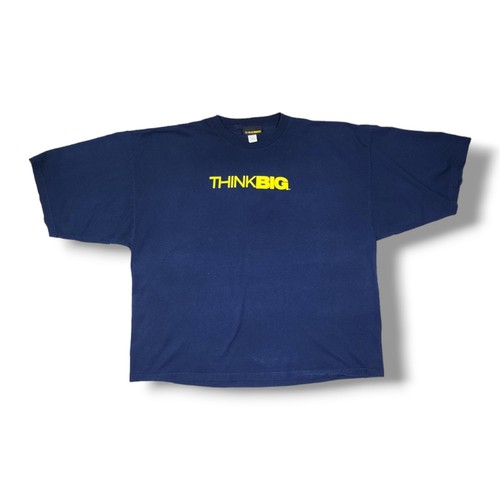 Camiseta Vintage Think Big Doble Gráfico Inspirador Azul Años 90 Hecha en EE. UU. Para Hombre 4XL
