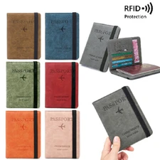 Leather Travel Documents Organizer Protector, RFID Blocking, for Women and Men