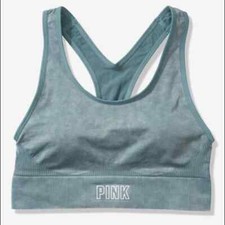 Victoria  s Secret PINK Sport Blue Seamless Lightly Lined Sports Bra