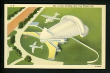 New York World's Fair postcard 1939 Curt Teich linen Aviation Building plane 19W