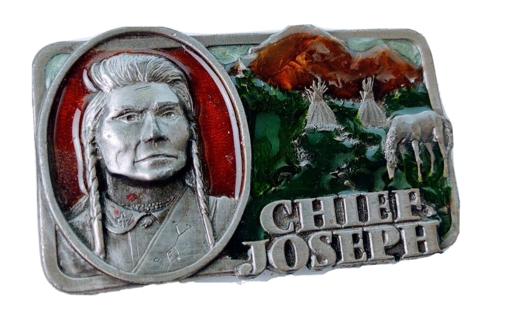 Vintage Wedtern Native American Belt Buckle Chief… - image 1