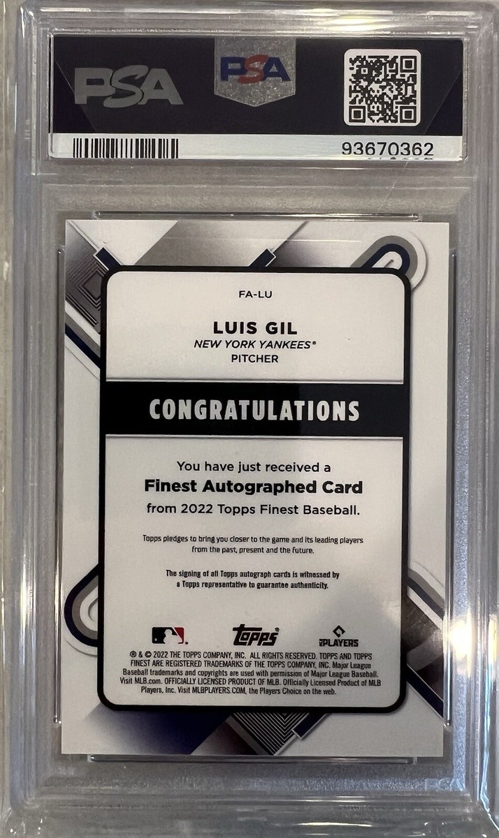 2022 Topps Finest 1/1 Luis Gil Auto Superfractor PSA 9 RC | eBay