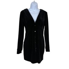 Cider Dress Women Small Black Velvet Witchycore Whimsigoth Heart Buttons Mini