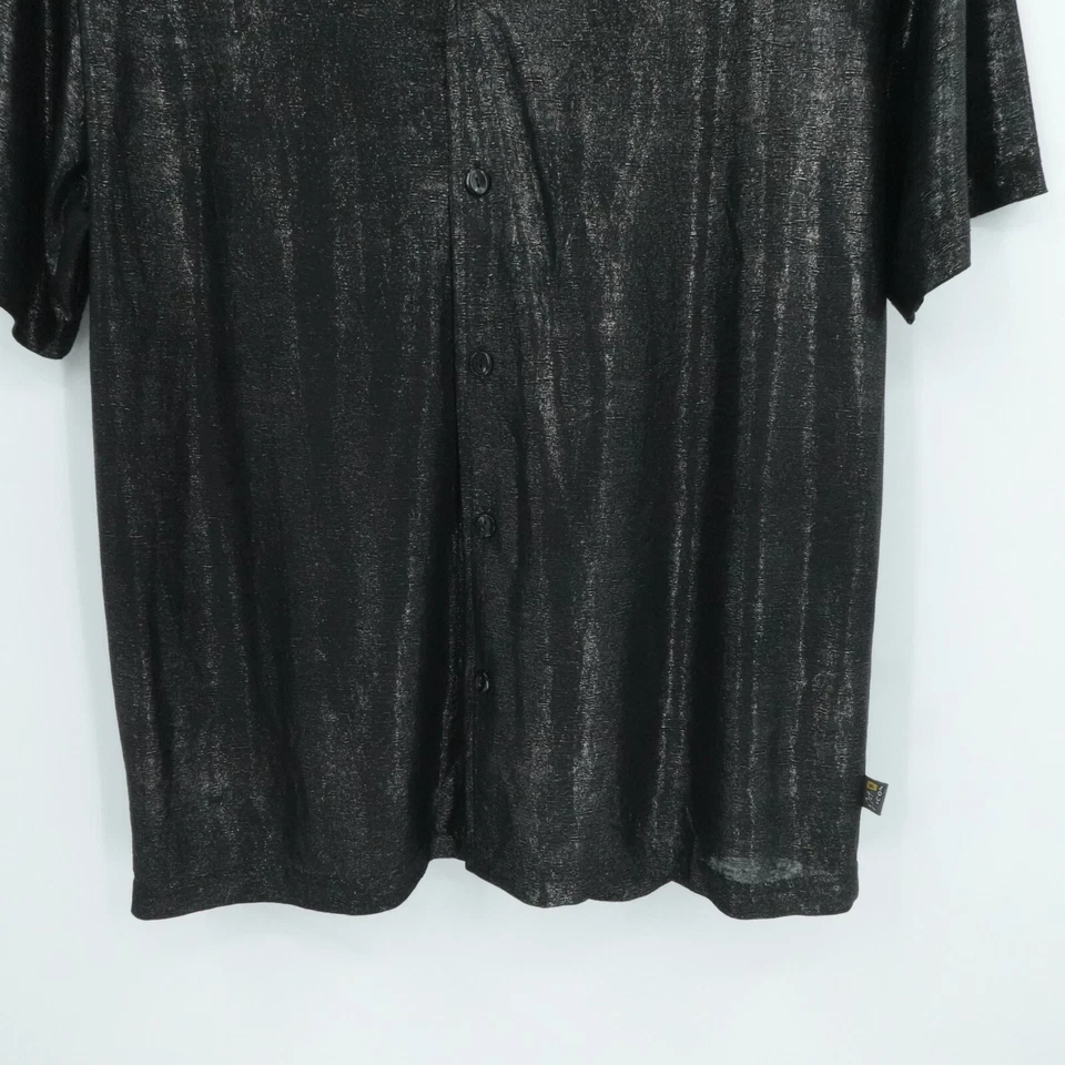 Винтажный поп значок металлический серебряный отлива рубашка большой черный Clubwear диско 90-х вечеринки - Изображение 4 из 4