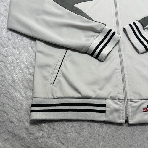 Quiksilver Track Jacket White Black Gray Mock Neck Full Zip Mens Size Medium M - Picture 2 of 15