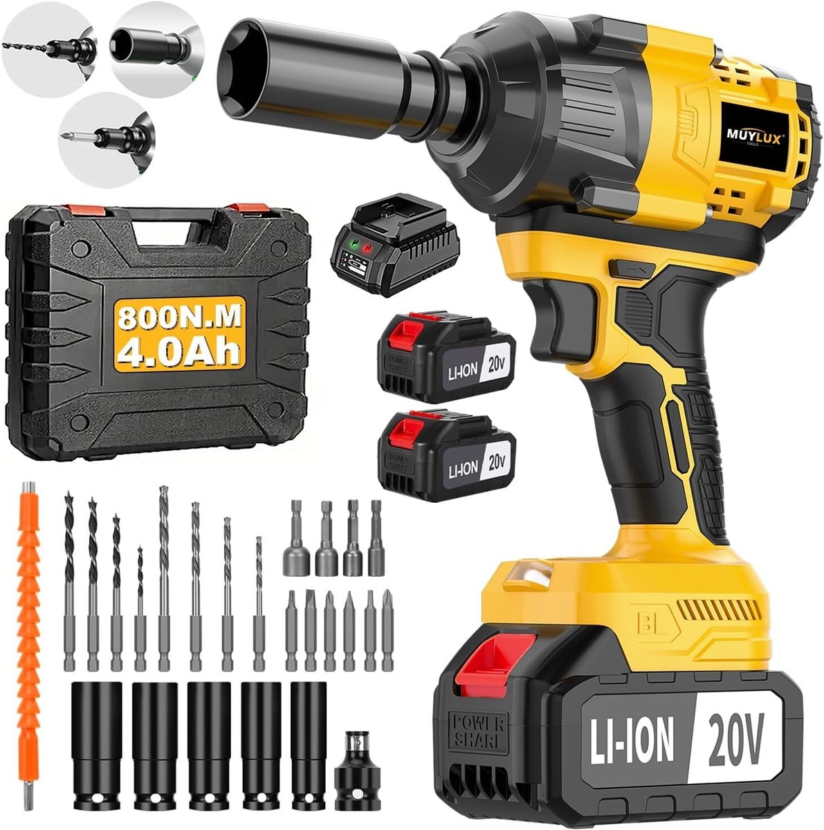 Cordless Impact Wrench, Brushless 1/2 Impact Gun