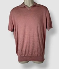Brunello Cucinelli Men's Pink Short-Sleeve Knit Polo Shirt Size 50