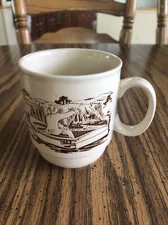VINTAGE COLOROLL ENGLAND STONEWARE EMBOSSED TEA COFFEE Cup MUG Fishing, Row Boat
