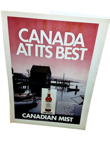 1971 Canadian Mist Whisky Dock Pier Theme Original Print Ad vintage