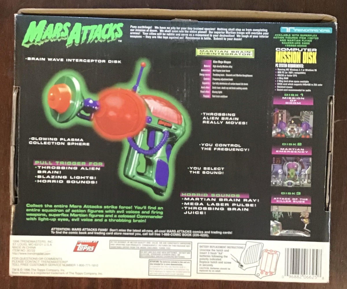 Trendmasters 1996 Mars Attacks Brain Disintegrator Blaster Ray Gun