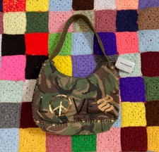 Rocawear Bag Purse Camoflauge Sequin "love" Peace Sign Shoulder Strap Canvas