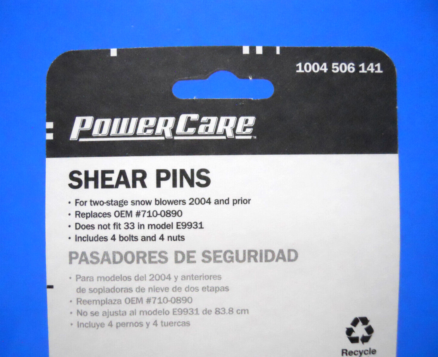 Shear Pins for Troy-Bilt, Cub Cadet, MTD Snow Blowers, Replaces OEM No. 710-0890