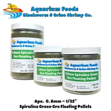 .8mm Green Gro Spirulina Floating Pellets for Baby Koi, Tropicals, Pond Fish JAR