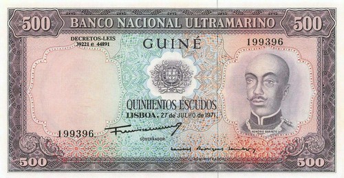 Banconota 500 scudi Guinea portoghese 27.7.1971 P 46a non circolata XYZ6 - Foto 2 di 2