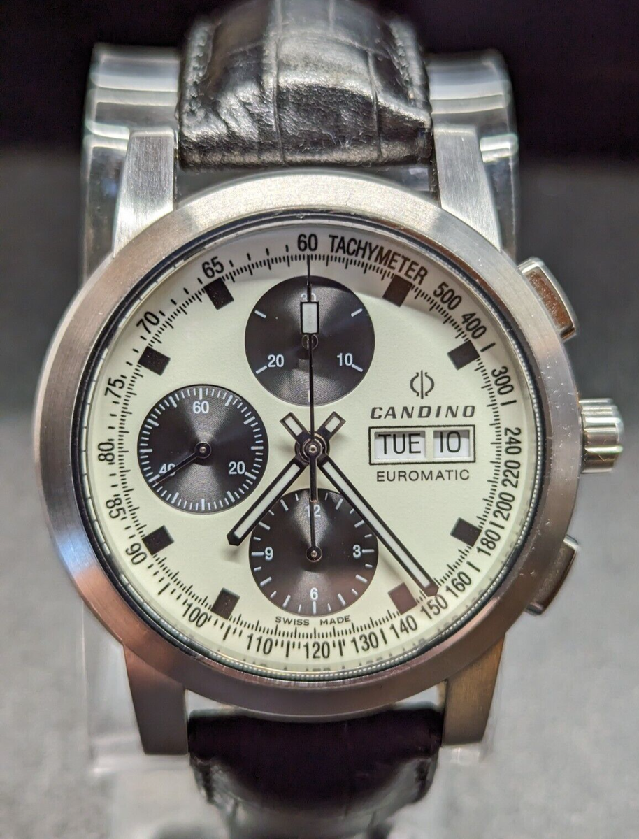 Swiss Candino Euromatic Panda Auto Chronograph ETA/Valjoux 7750 FULL Lume  Dial!