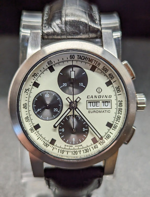 Swiss Candino Euromatic Panda Auto Chronograph ETA/Valjoux 7750 FULL Lume Dial!