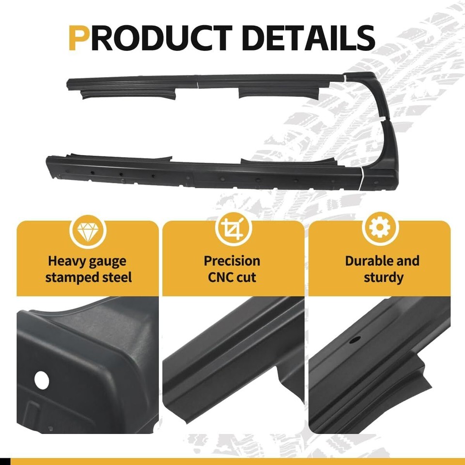 Slip-on Rocker Panel Cab Corners For 2014-2018 Chevy Gmc Crew Cab 41.5 In Pickup - Foto 10