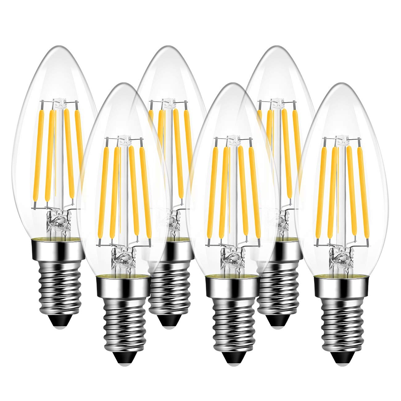 LVWIT Lampadine LED E14 Filamento 5.5W Equivalenti a 60W Bianco Caldo