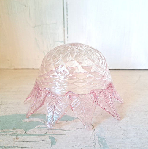 Venetian Glass Chandelier 4.75" Clear & Pink Cup Bobeche Replacement Murano