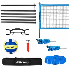 Outdoor Volleyball Court Set Powder-Coated Athletic Gear Boundary Line Ropes