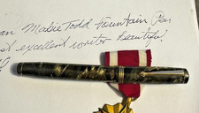 Vintage MABIE TODD SWAN LEVERLESS CELLULOID Fountain Pen 14K #4 F nib