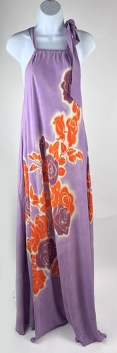 Women's Essential Antwerp Purple Floral Sleeveless Maxi Halter Dress Size 34 - Picture 2 of 6