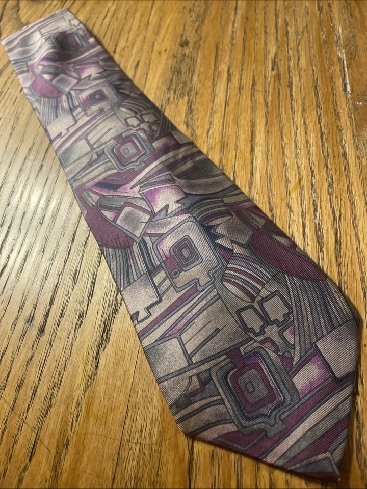 Corbata abstracta de seda Harve Benard usada en excelente estado para hombre hecha en EE. UU. Foto 2 de 4