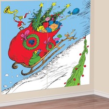 Traditional Grinch Scene Setter Backdrop 65" x 65" Plastic Grinch Decorations